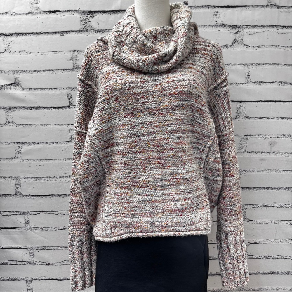 Anthropologie Pilcro Cowl Neck Sweater Womens Small Confetti Space Dye Knit